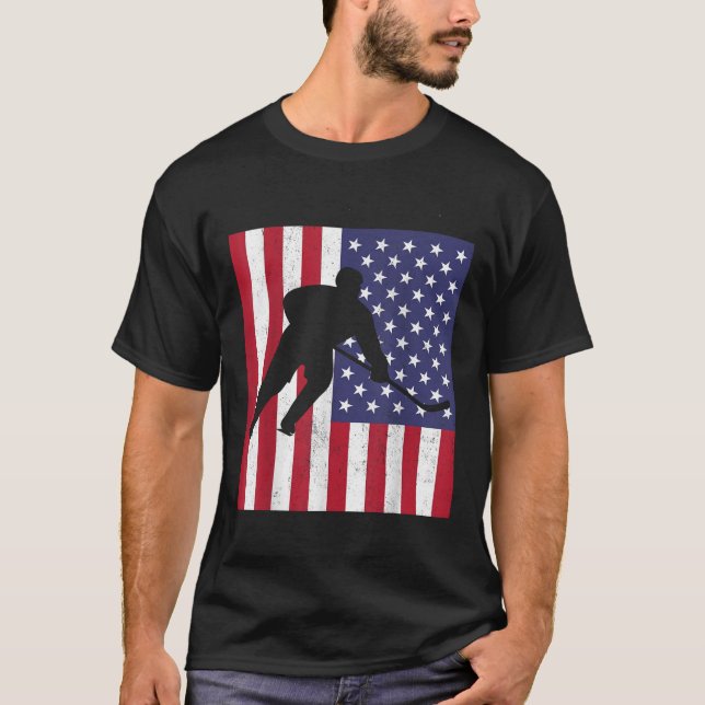 USA flagga Hockey American Flagga America Pride Sp T Shirt (Framsida)