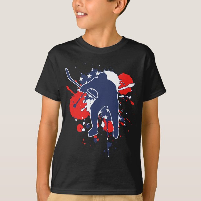 USA flagga Hockey Player - American Ice Hockey T Shirt (Framsida)