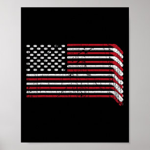 USA flagga Hockey Sticks American Pride 4:e juli Poster