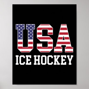 Usa Flagga Hockeyspelare - Amerikansk Usa Ishockey Poster