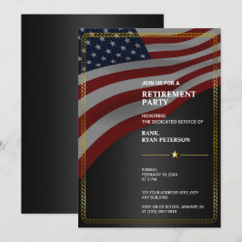 USA Flagga | Hörna | Guld Rep Ram | Svart Inbjudningar