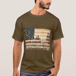 USA flagga i bruna toner. T Shirt