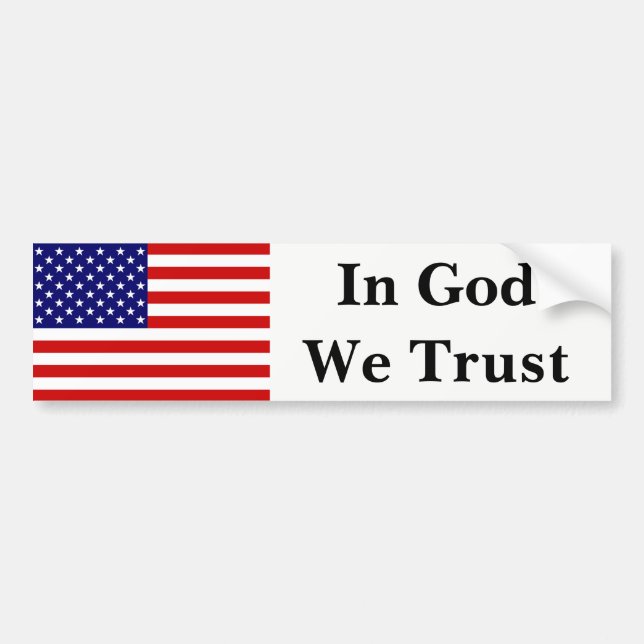 USA flagga i Gud vi litar på bast Bildekal (Framsidan)