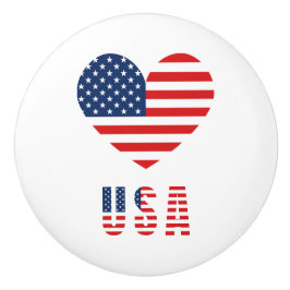 USA flagga i Heart Ceramic Knob for FurnMöbler Knopp
