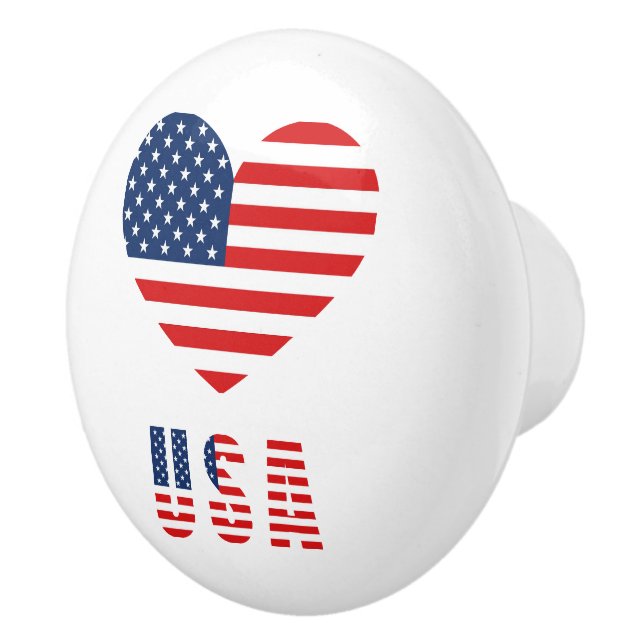 USA flagga i Heart Ceramic Knob for FurnMöbler Knopp (Höger)
