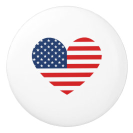 USA flagga i Heart Ceramic Knob for FurnMöbler Knopp