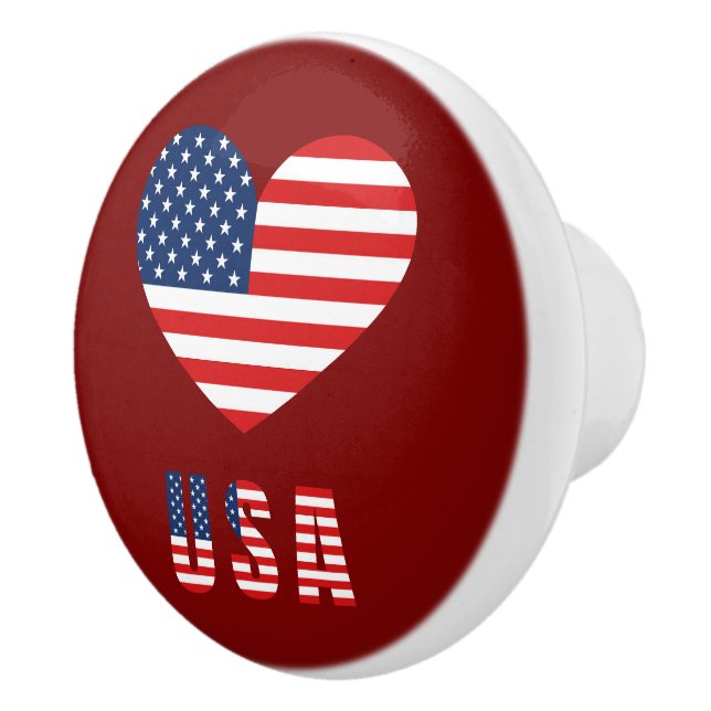 USA flagga i Heart Ceramic Knob for FurnMöbler Knopp (Höger)