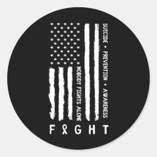 USA flagga Ingen bekämpar Ensam Suicide Prevention Runt Klistermärke