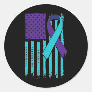 USA flagga Ingen bekämpar Ensam Suicide Prevention Runt Klistermärke