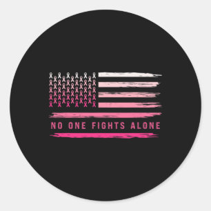 USA flagga Ingen kämpar mot bröstcancer Ensam Rosa Runt Klistermärke