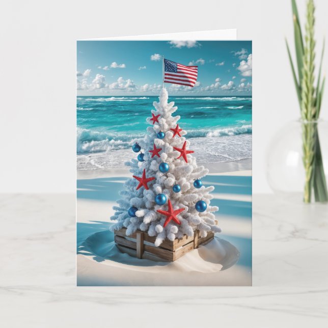 USA flagga Julgran Helgkort (Framsida)
