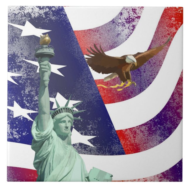 USA flagga Kakelplatta (Framsidan)