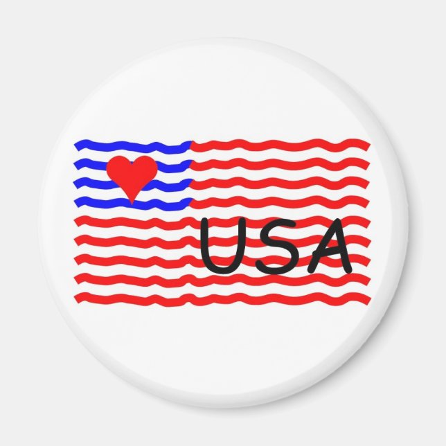 USA FLAGGA-KÄRLEK MAGNET (Framsidan)