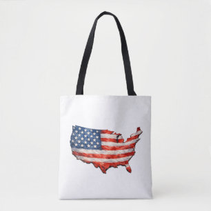 USA Flagga Karta - Jag älskar mitt land Patriotisk Tygkasse