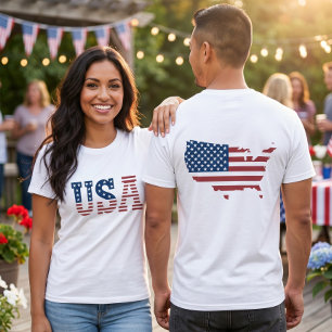 USA Flagga Karta Patriotisk T Shirt