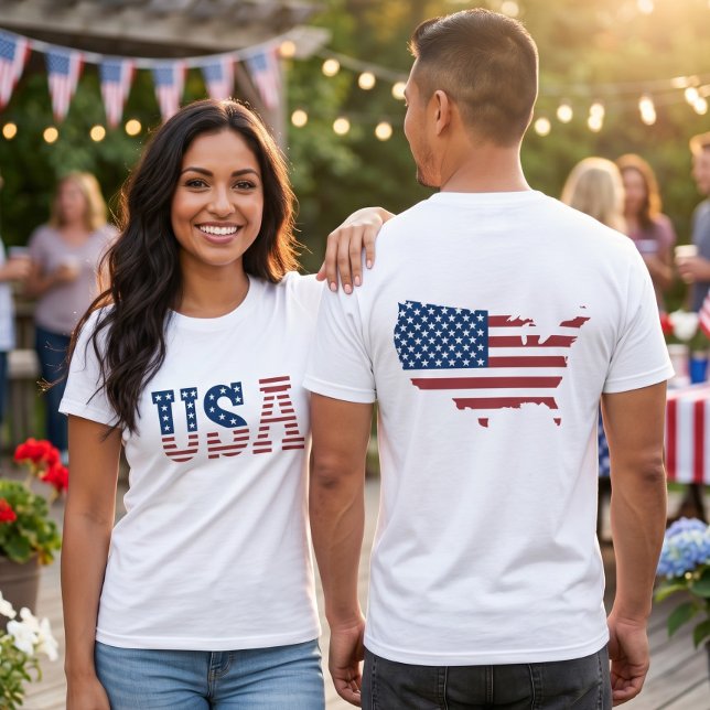 USA Flagga Karta Patriotisk  T Shirt (Skapare uppladdad)
