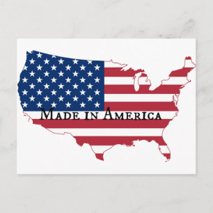 USA flagga Karta Silhouette Vykort