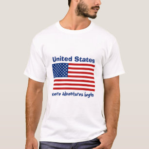 USA flagga + Karta + TextT-tröja T-shirt