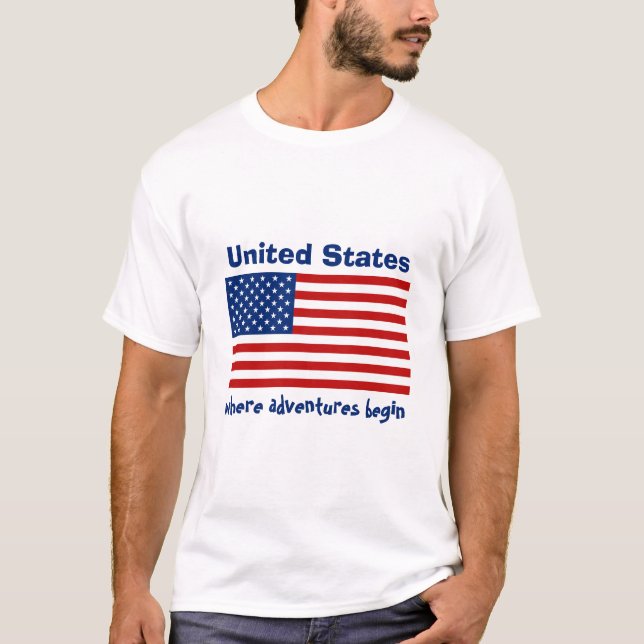 USA flagga + Karta + TextT-tröja T-shirt (Framsida)