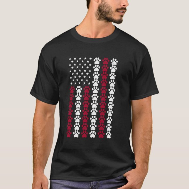 USA Flagga Katt klösa Distressed Tee Amerikansk Fl (Framsida)