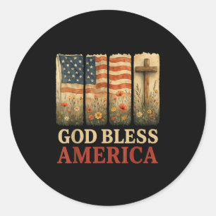 USA flagga Kor Välsigna dig Amerika Blommigt Chris Runt Klistermärke