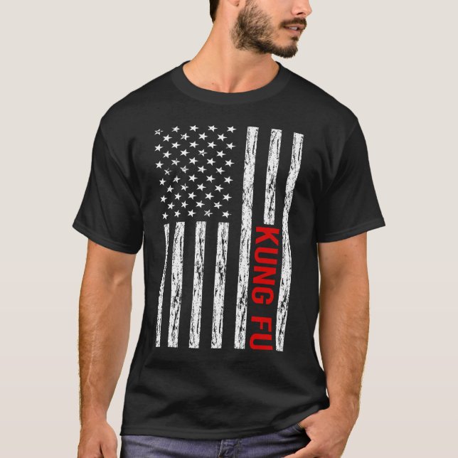 USA flagga Kung fu T Shirt (Framsida)