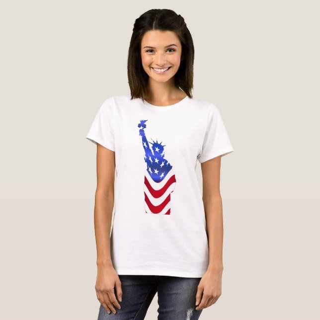 USA flagga Kvinnors grundläggande T-Shirt (Hel framsida)