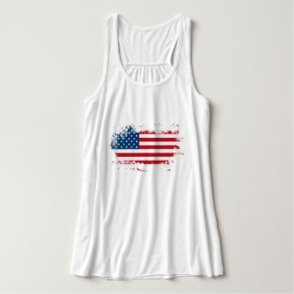 USA flagga Kvinnors plusStorleka grundläggande T-S Linne Med Racerback