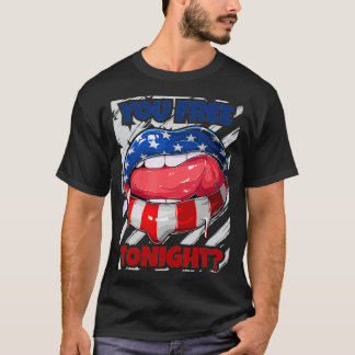 USA flagga Läppar, du gratis i kväll, fjortonde ju T Shirt