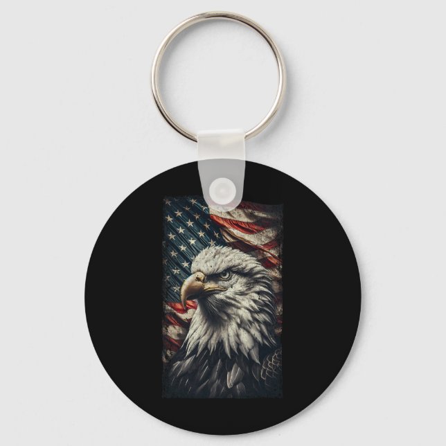 USA flagga Ld Eagle Patriotic Rött vitt blått 4:e  Nyckelring (Framsida)