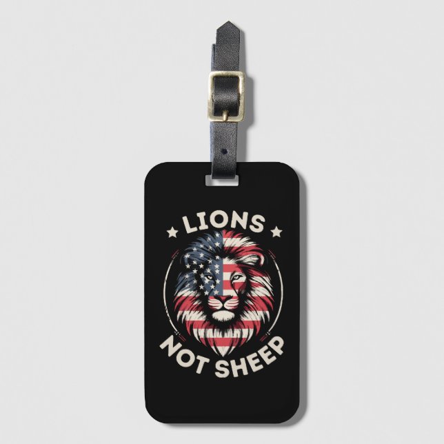 USA FLAGGA, LEJON INTE FÅR BAGAGEBRICKA (Framsida vertikal)