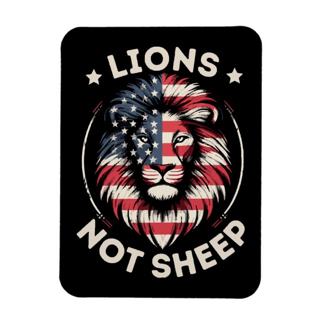 USA FLAGGA, LEJON INTE FÅR MAGNET (Vertikal)