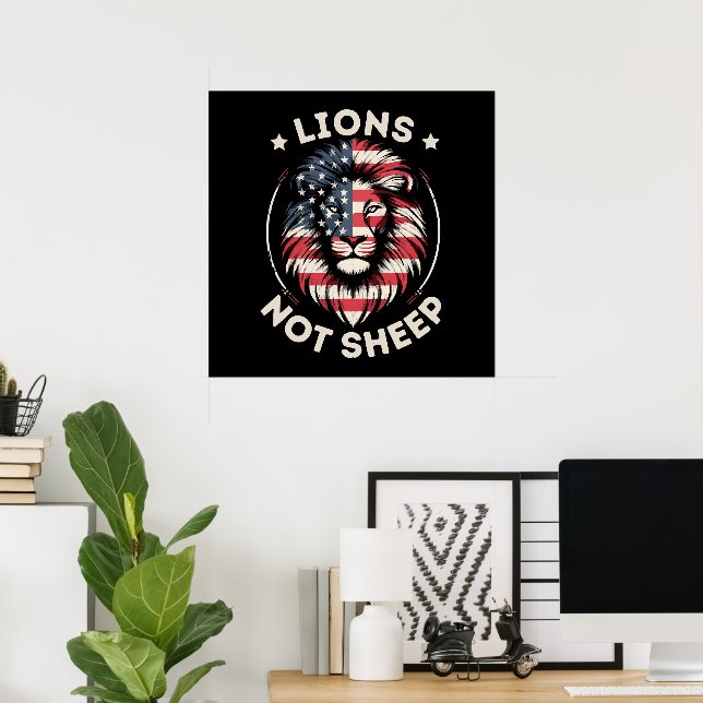 USA FLAGGA, LEJON INTE FÅR POSTER (Hemmakontoret)