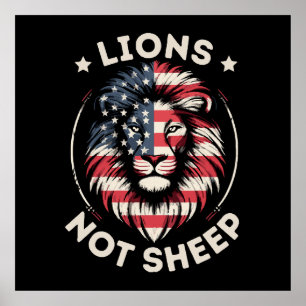 USA FLAGGA, LEJON INTE FÅR POSTER
