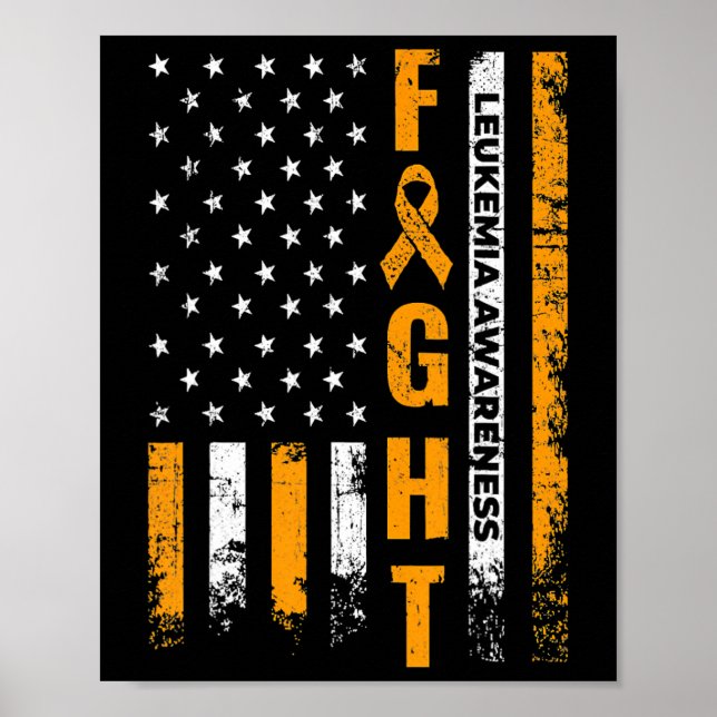 USA flagga Leukemi Awareness Cancer Survivor Gift  Poster (Framsidan)
