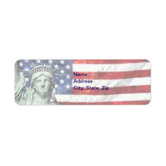 USA FLAGGA & LIBERTY RETURADRESS ETIKETT