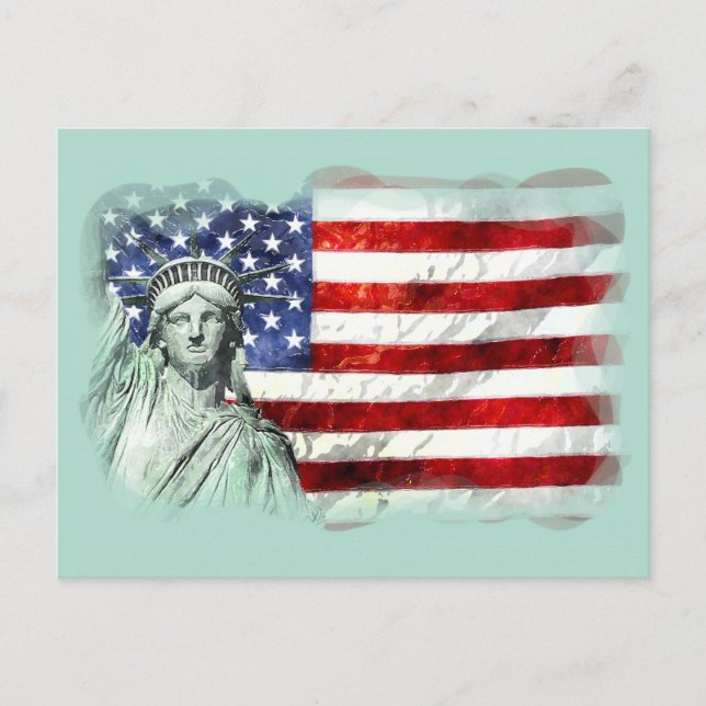 USA FLAGGA & LIBERTY VYKORT (Framsida)