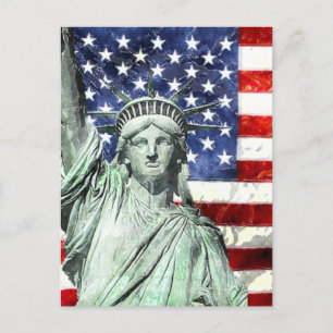 USA flagga & LIBERTY Vykort