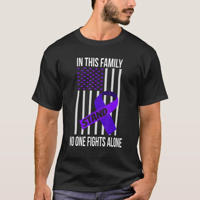 USA flagga Lila Ribbon Domestic Violence Awareness T Shirt (Framsida)