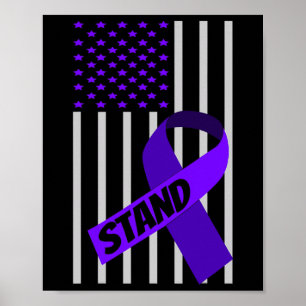 USA flagga lila Ribbon Panceratic Cancer Awareness Poster
