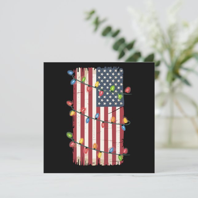 USA flagga, Ljus, Patriotic Veteran Julafton Julkort (Stående Fram)