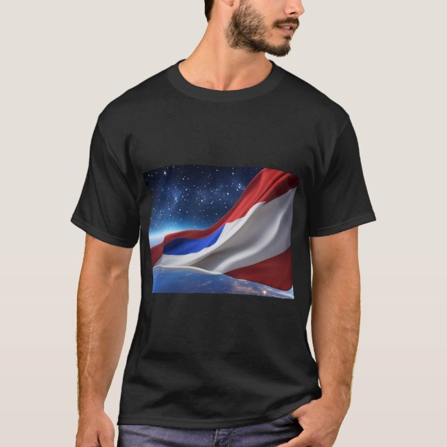 USA Flagga Logotyp Basic Mörk T-Shirt (Framsida)