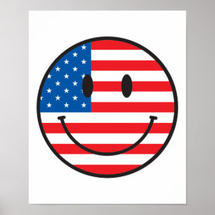 USA flagga Lycklig Ansikte Poster