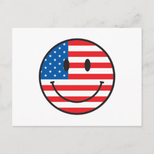 USA flagga Lycklig Ansikte Vykort