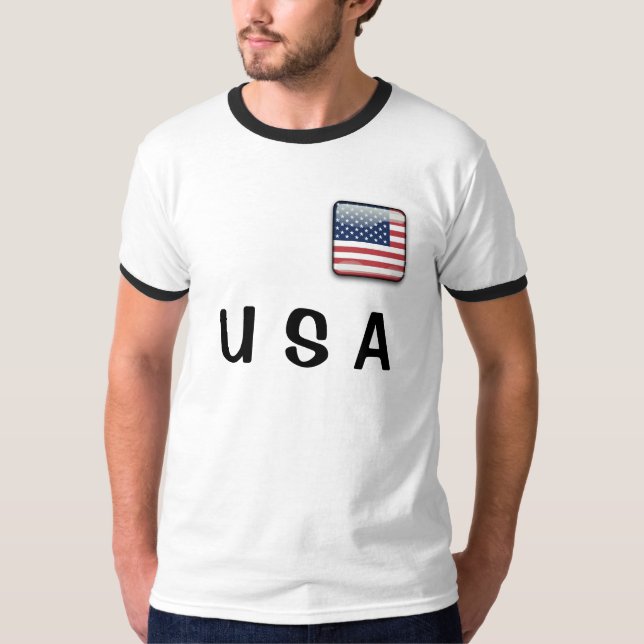 USA flagga Manar Basic Ringer T-Shirt (Framsida)