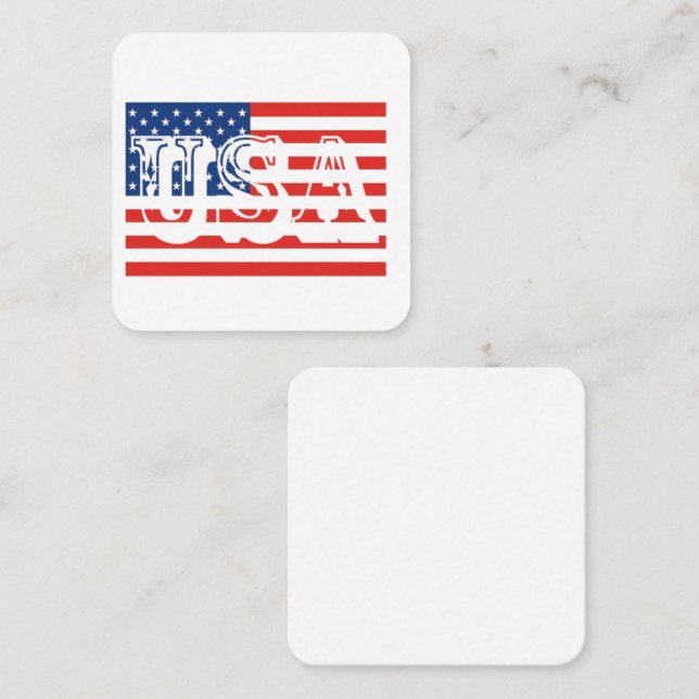 USA flagga Mark Fyrkantigt Visitkort (Fram/baksida)