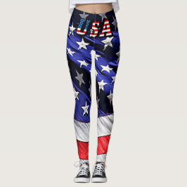 USA flagga med American Flagga Leggings