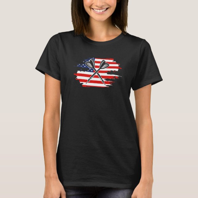USA flagga med Darts for Dartplayer Women Manar T Shirt (Framsida)