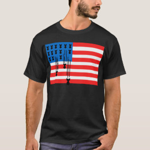 USA flagga med fallande bomber T-shirt