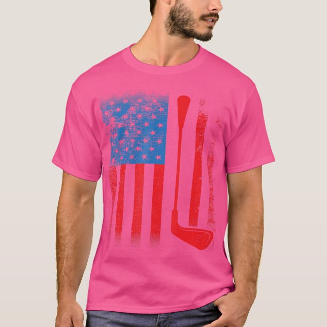 USA flagga med Golf-Klubb T Shirt (Framsida)